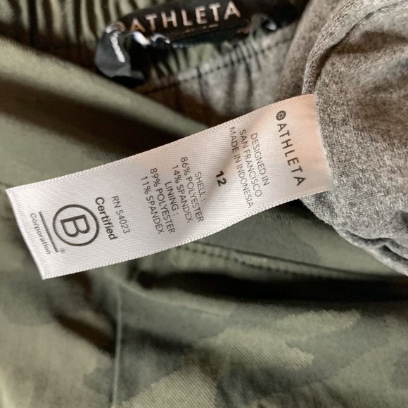 Athleta Jogger Pants Women's 12 Green Camouflage Brooklyn‎ Textured Lined 7872 - Picture 7 of 9